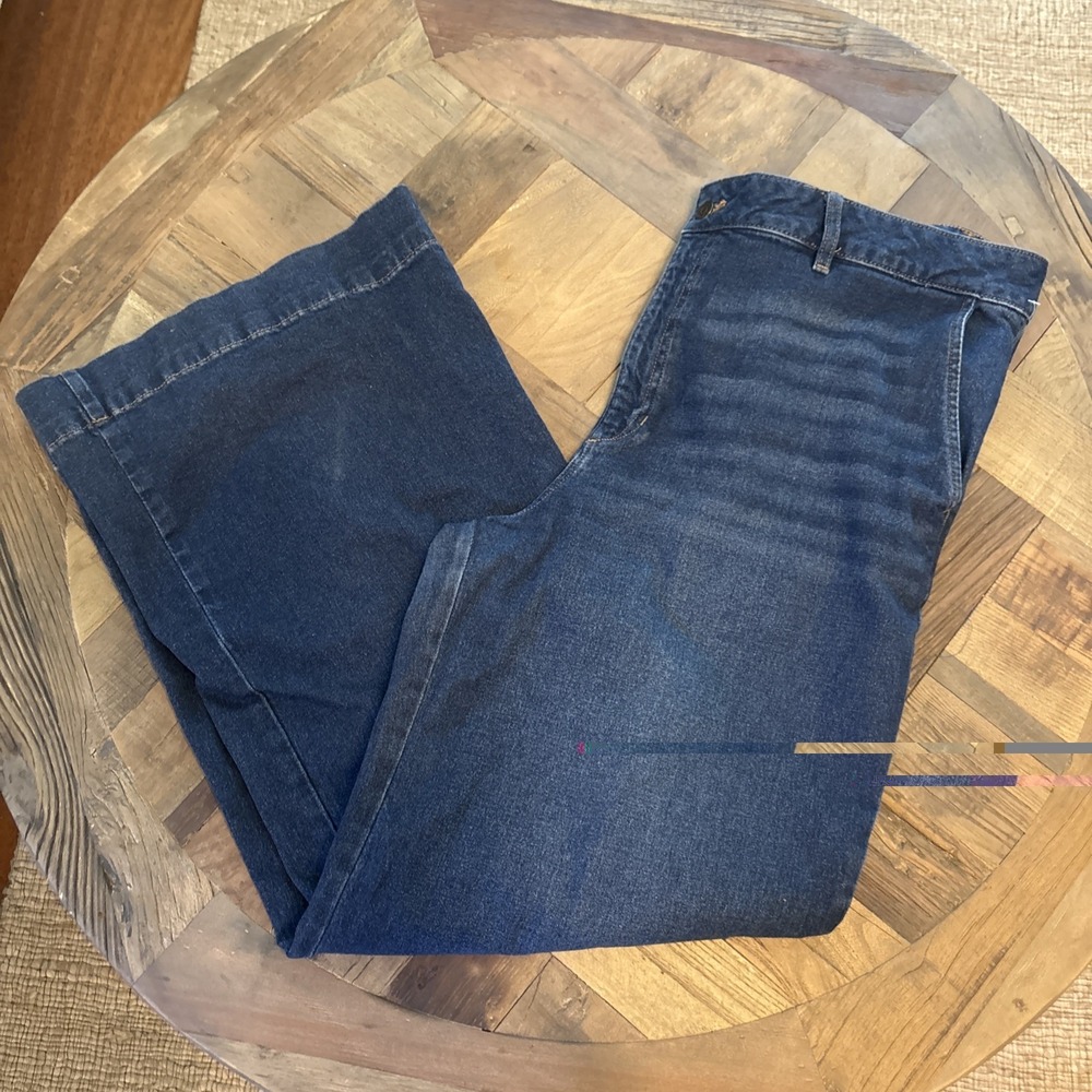 LIZ CLAIBORNE WIDE LEG HIGH-RISE SIZE 18 WOMENS JEANS Dark Wash Stretch